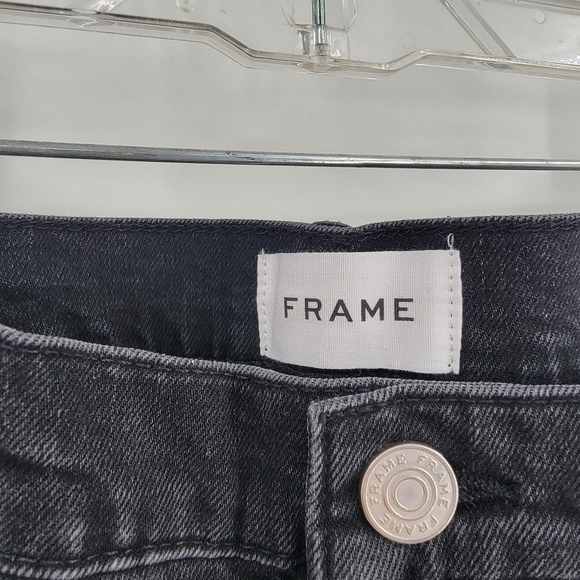 Frame Denim Le High Straight Jeans Size 31 Hutchinson Black Frayed Hem - Picture 9 of 15